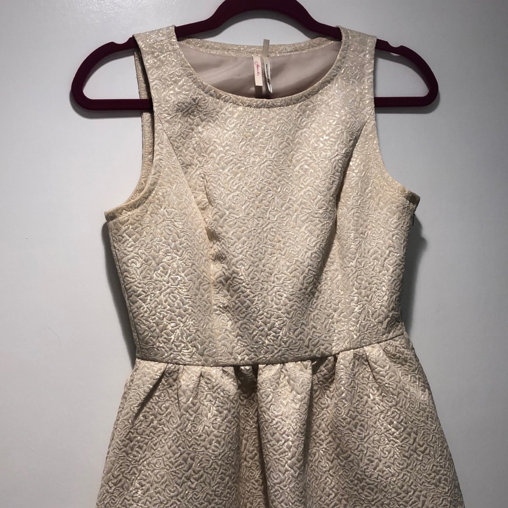 Gold Fit and Flare Dress with Pockets